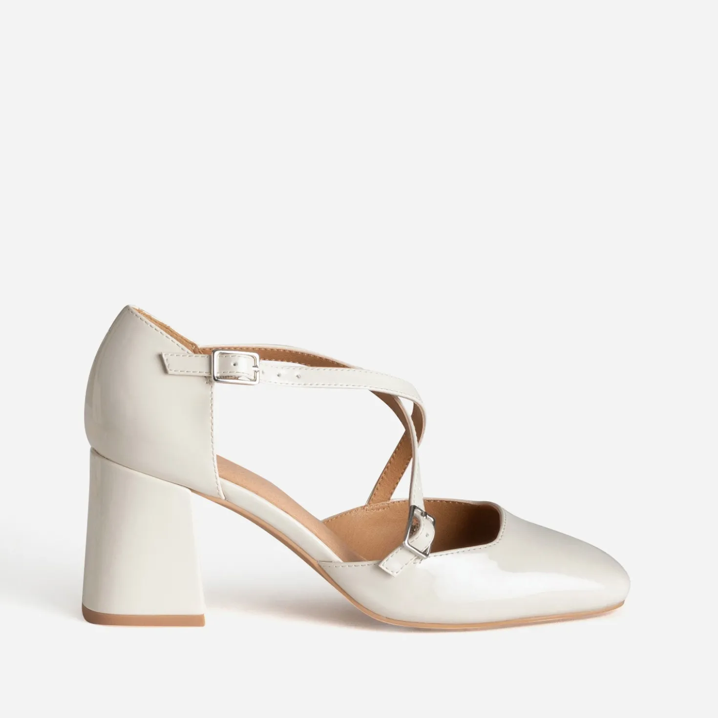 Babies beige vernie brides croisées