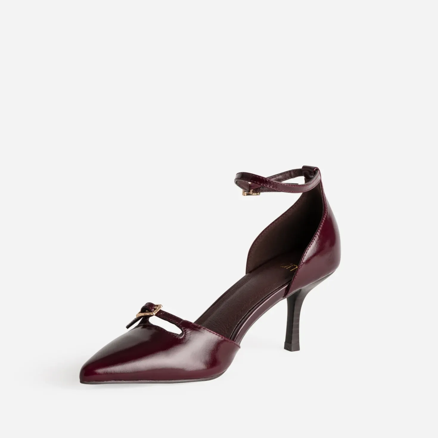 Babies bordeaux cuir à talon et bout pointu