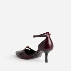 Babies bordeaux cuir à talon et bout pointu