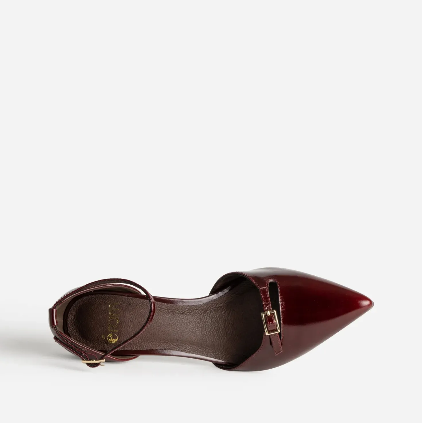 Babies bordeaux cuir à talon et bout pointu