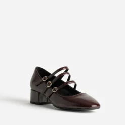 Babies bordeaux cuir verni trois brides
