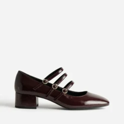 Babies bordeaux cuir verni trois brides