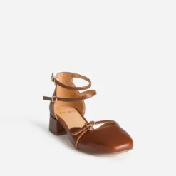 Babies cognac cuir brides cheville