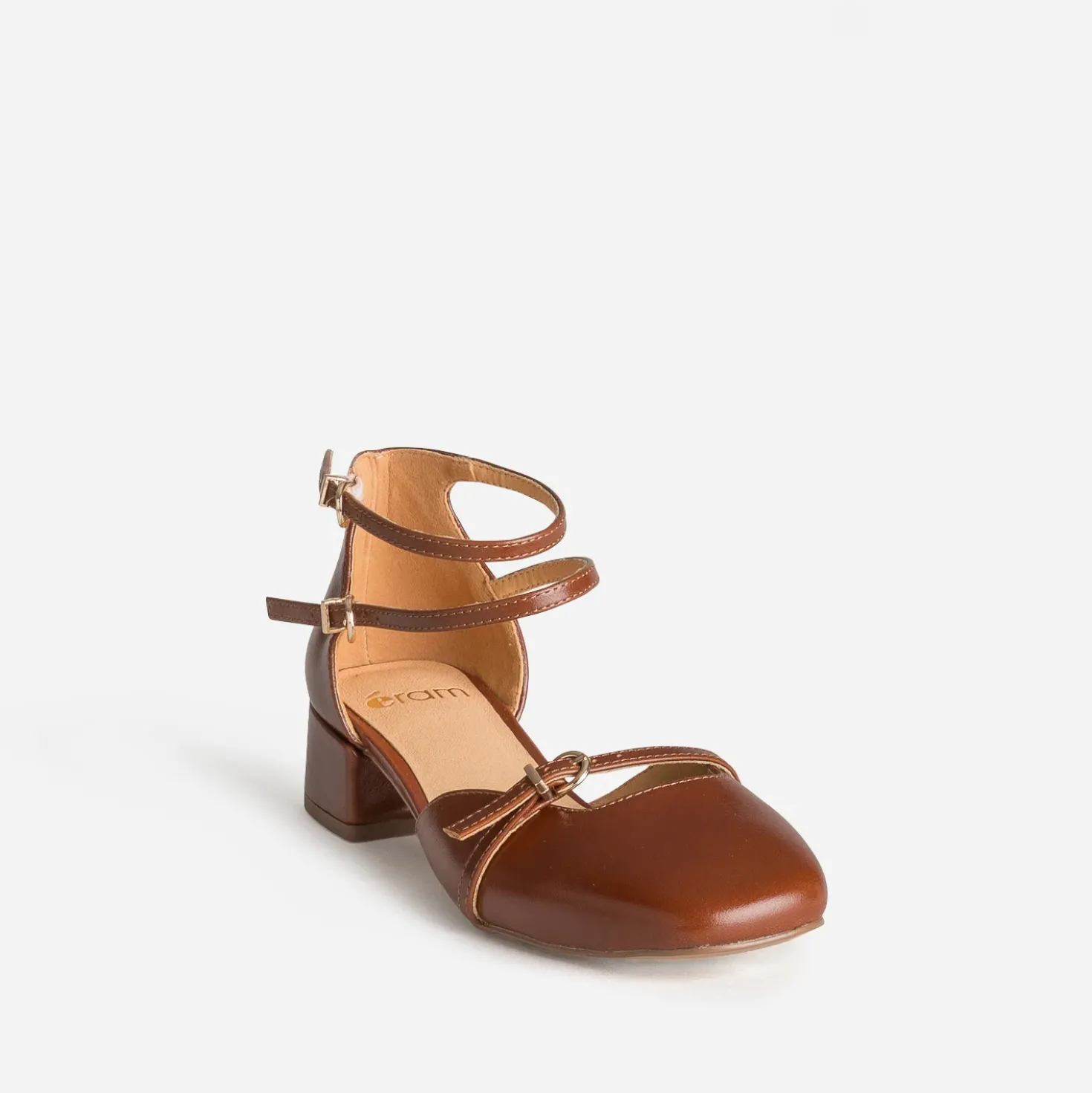 Babies cognac cuir brides cheville