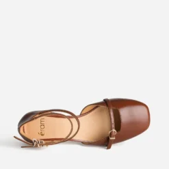 Babies cognac cuir brides cheville