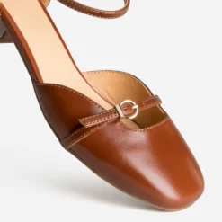 Babies cognac cuir brides cheville