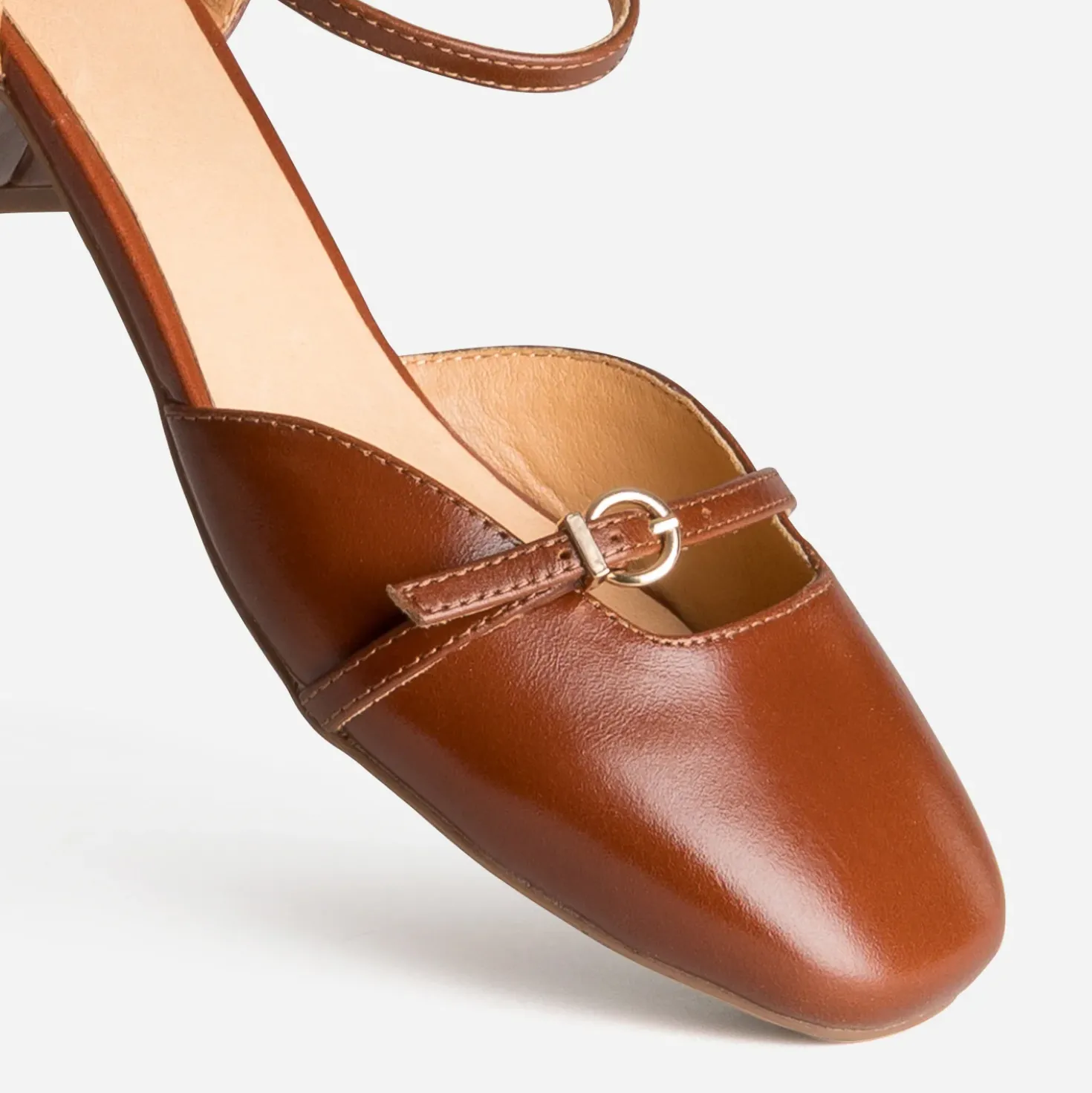 Babies cognac cuir brides cheville