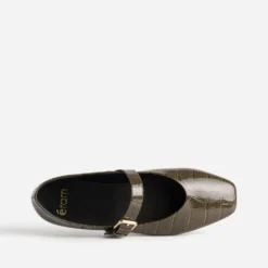 Babies kaki verni embossage effet croco