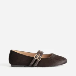 Babies marron cuir effet poulain