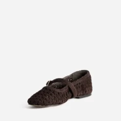 Babies marron cuir velours ajouré