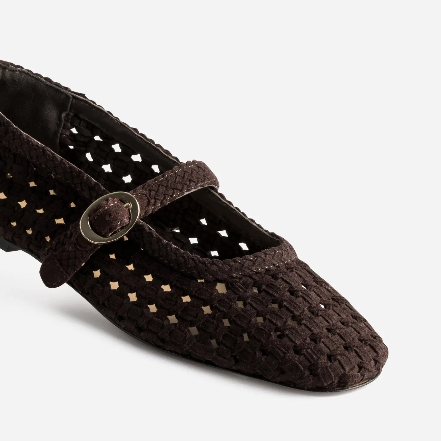 Babies marron cuir velours ajouré