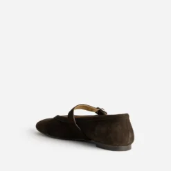 Babies marron cuir velours bout carré