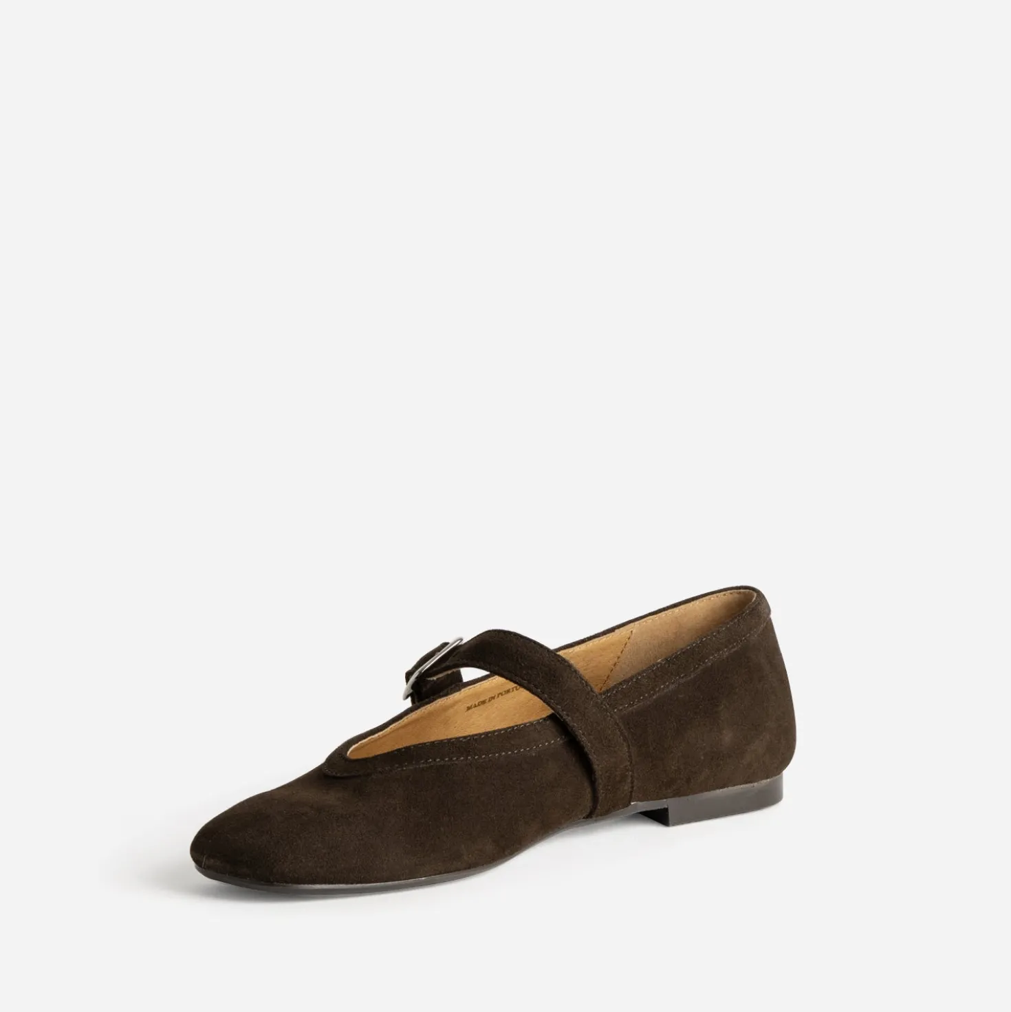Babies marron cuir velours bout carré