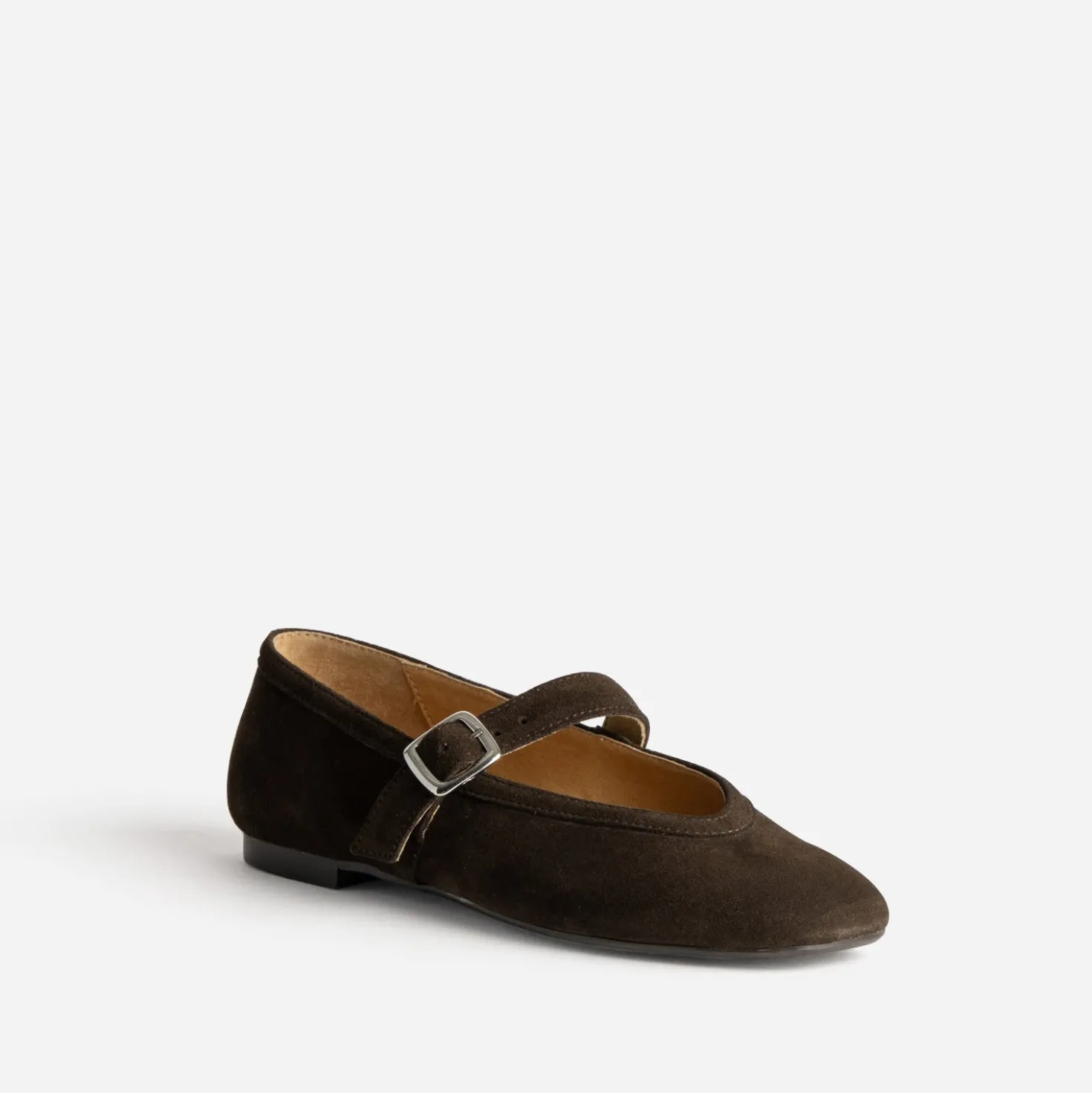 Babies marron cuir velours bout carré