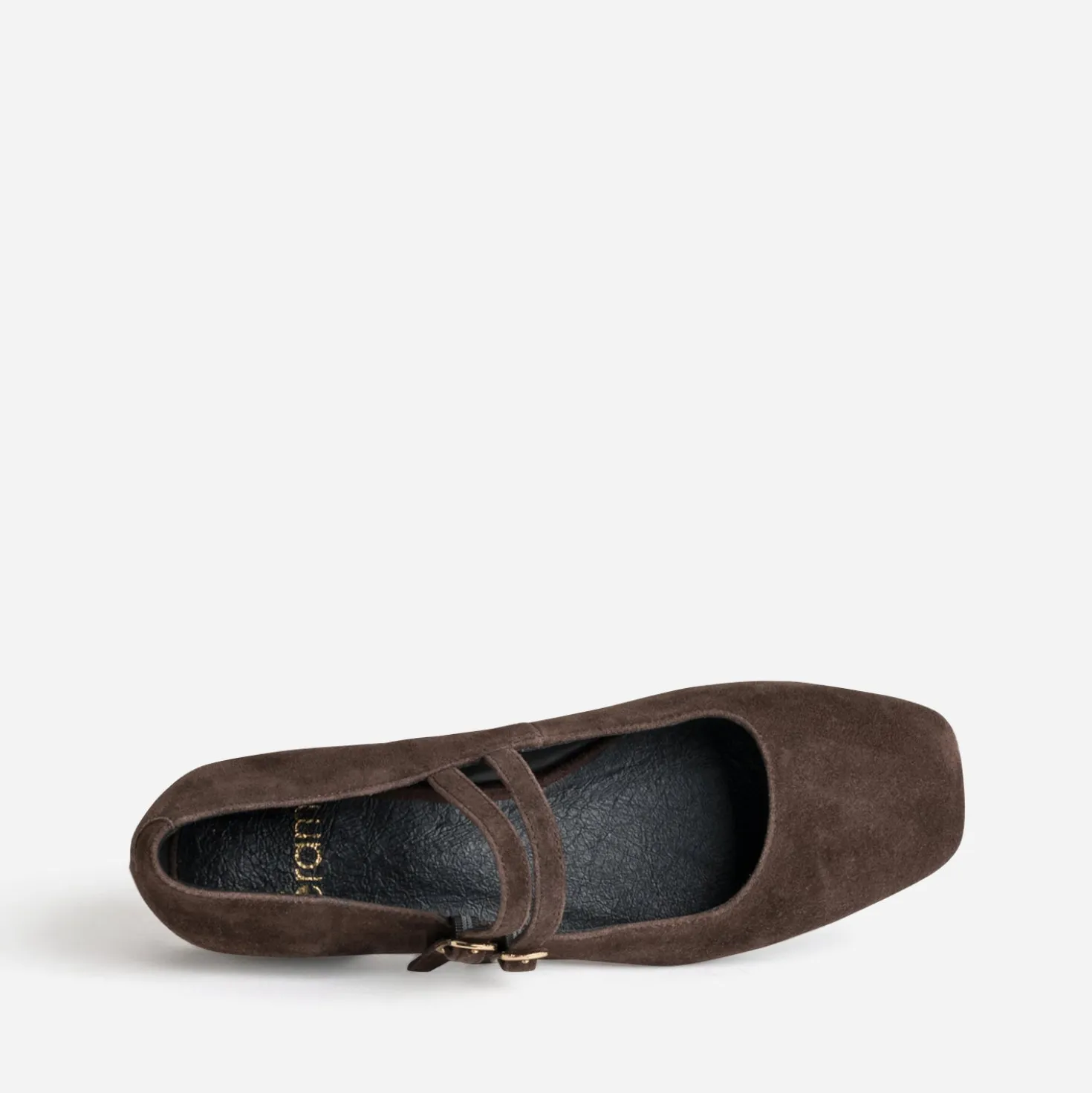 Babies marron cuir velours deux brides