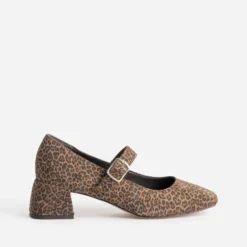 Babies marron cuir velours effet léopard
