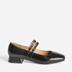 Babies noire cuir deux brides