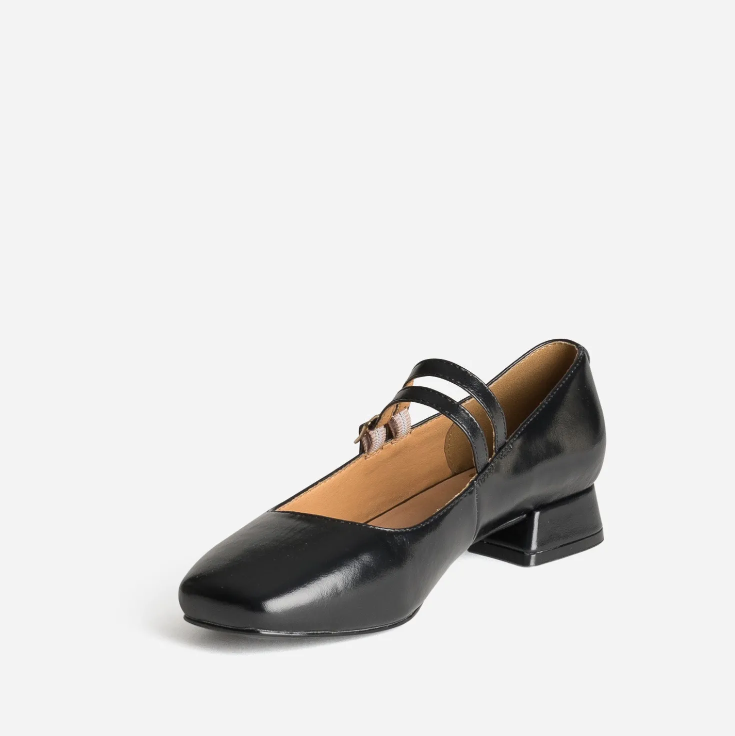 Babies noire cuir deux brides