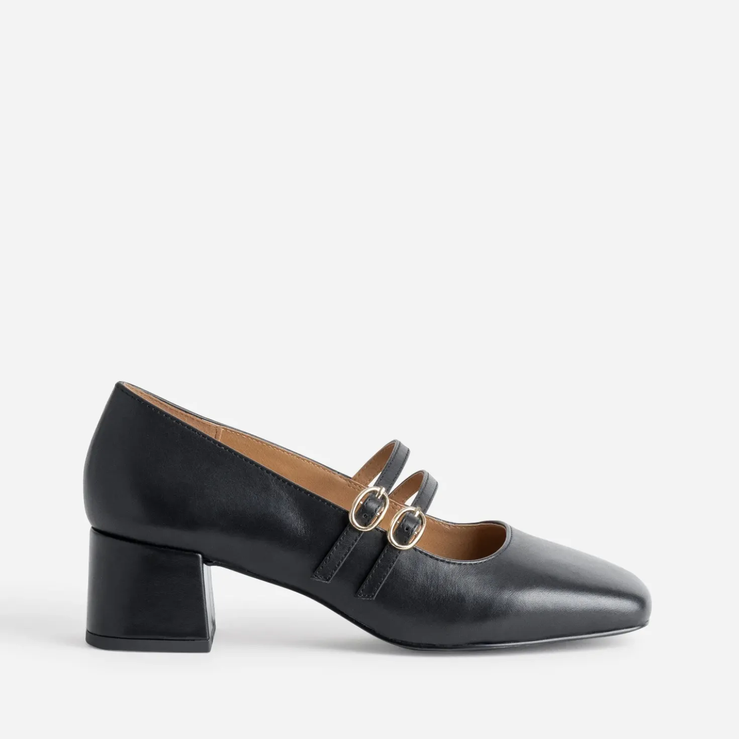 Babies noire cuir double bride