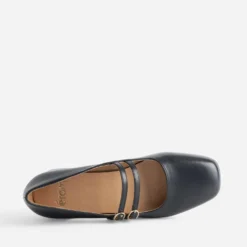 Babies noire cuir double bride