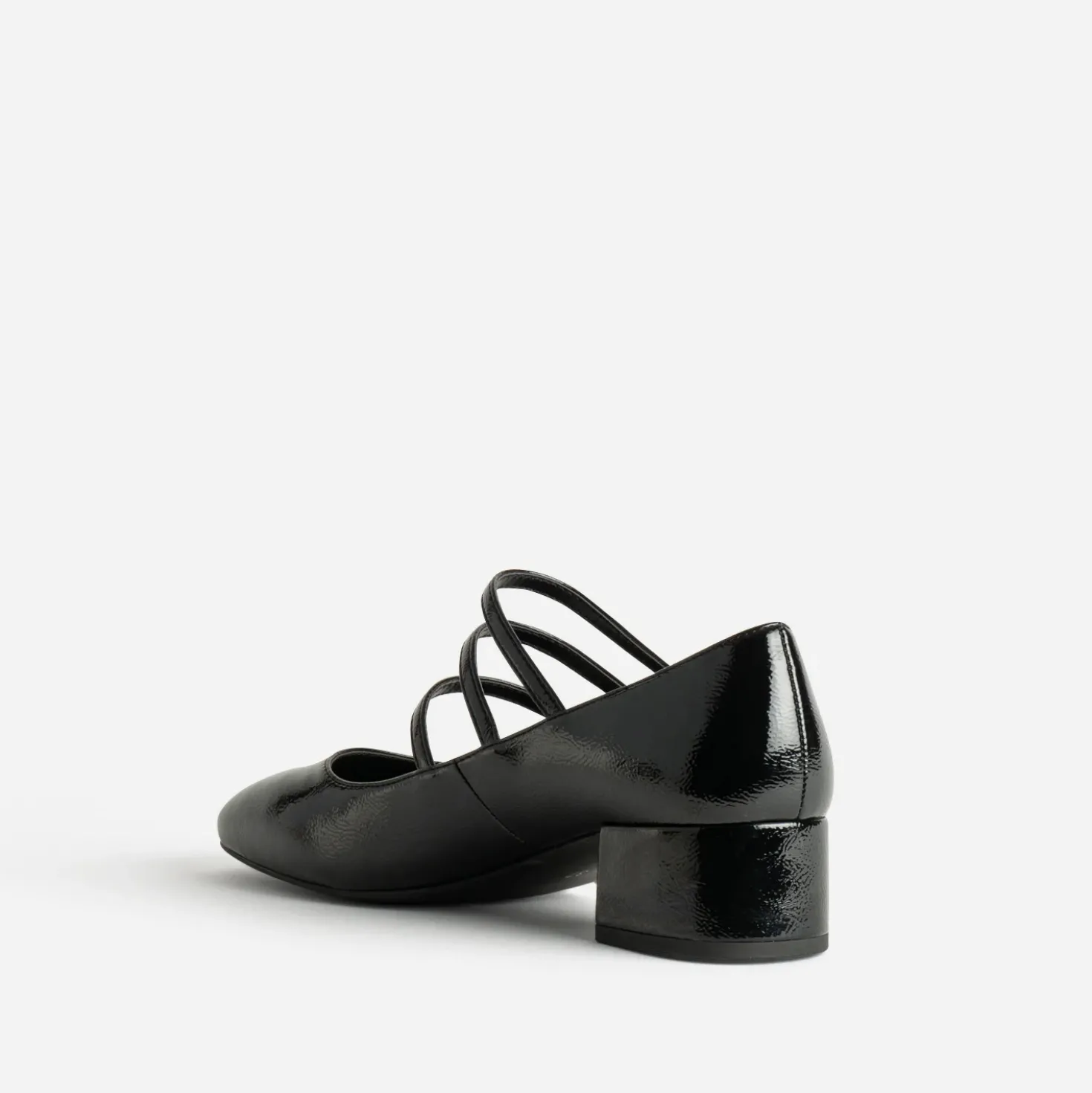 Babies noires cuir verni trois brides