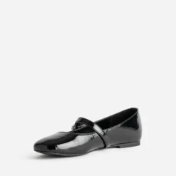 Babies noire vernie boucle strass