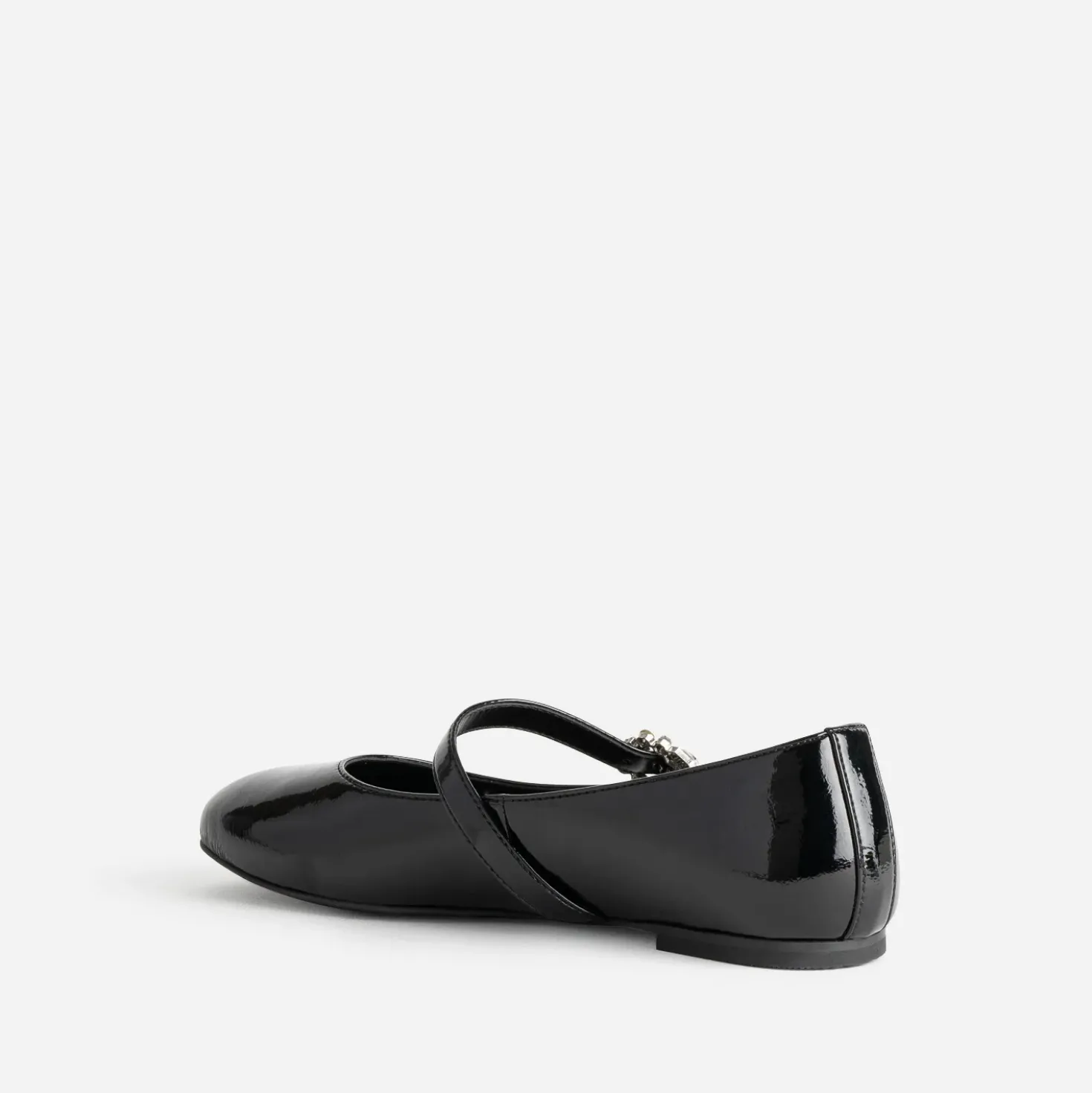 Babies noire vernie boucle strass