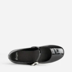 Babies noire vernie boucle strass