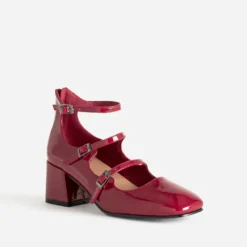 Babies rouge vernie à talon triple bride