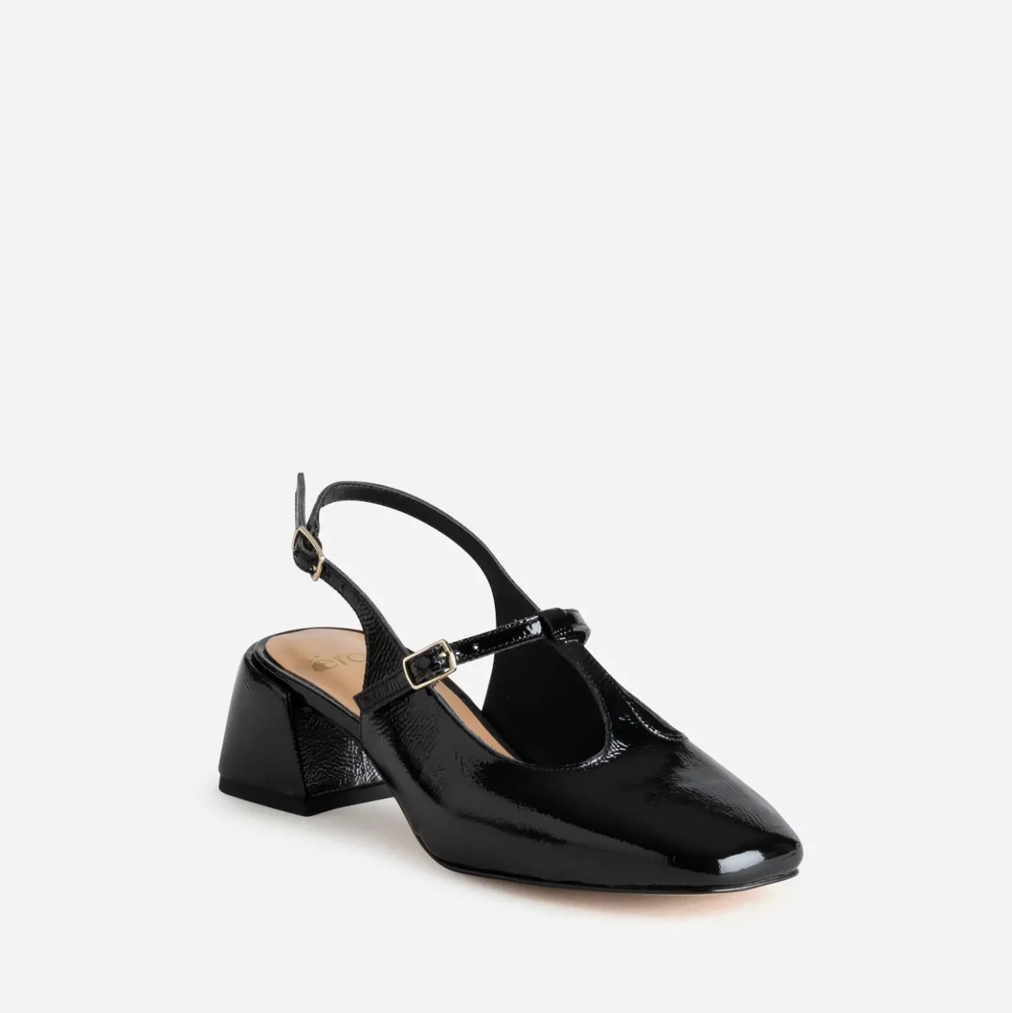 Babies-salomé noire cuir verni