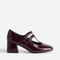 Babies-salomé à talon bordeaux verni