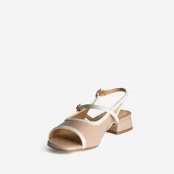 Babies slingback beige bordure blanche open-toe