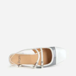Babies slingback bleu grisé vernie bi-matière