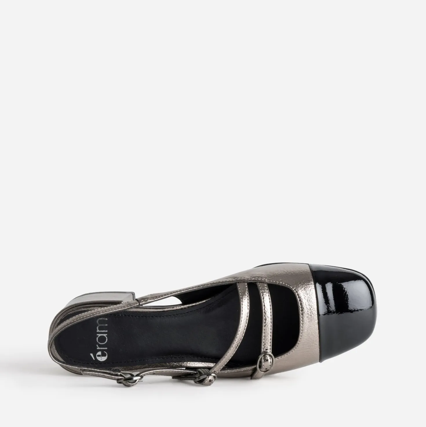 Babies slingback grise métallisée bout verni
