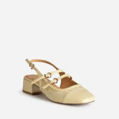 Babies slingback jaune vernie bi-matière