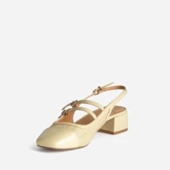 Babies slingback jaune vernie bi-matière