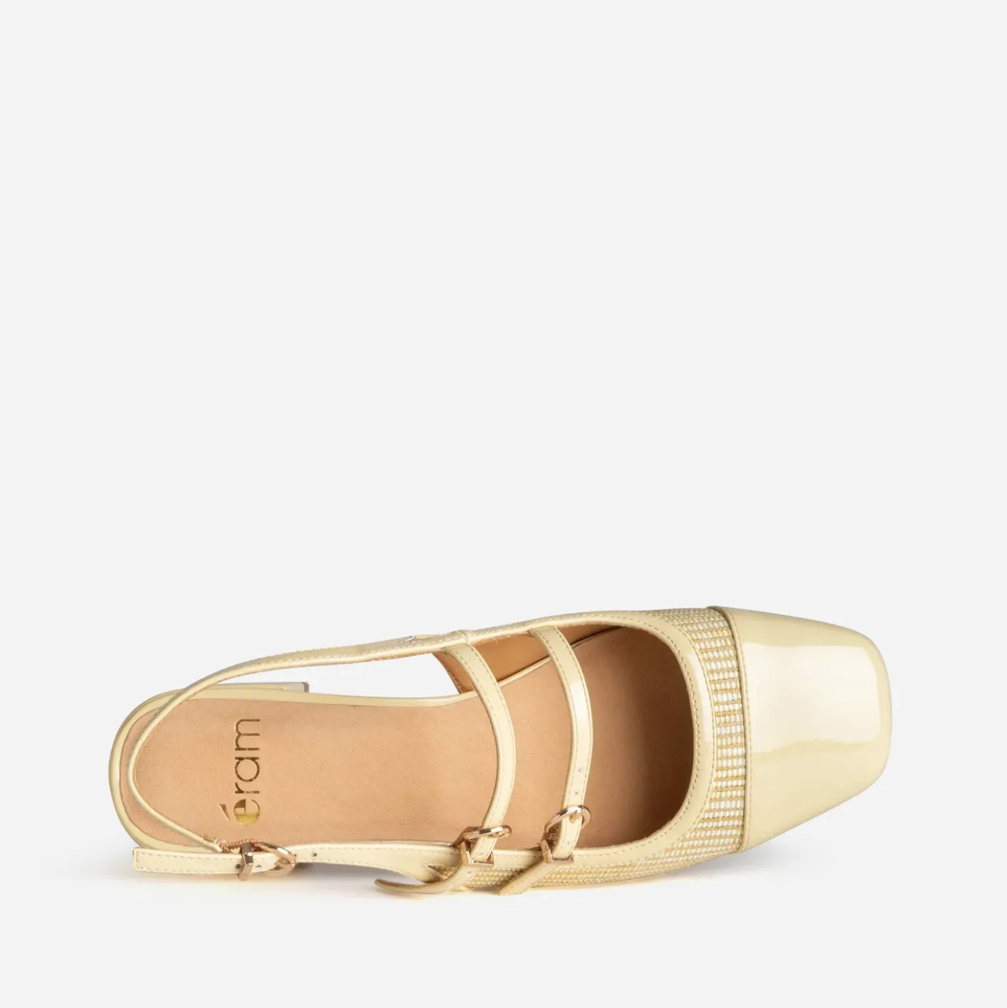 Babies slingback jaune vernie bi-matière