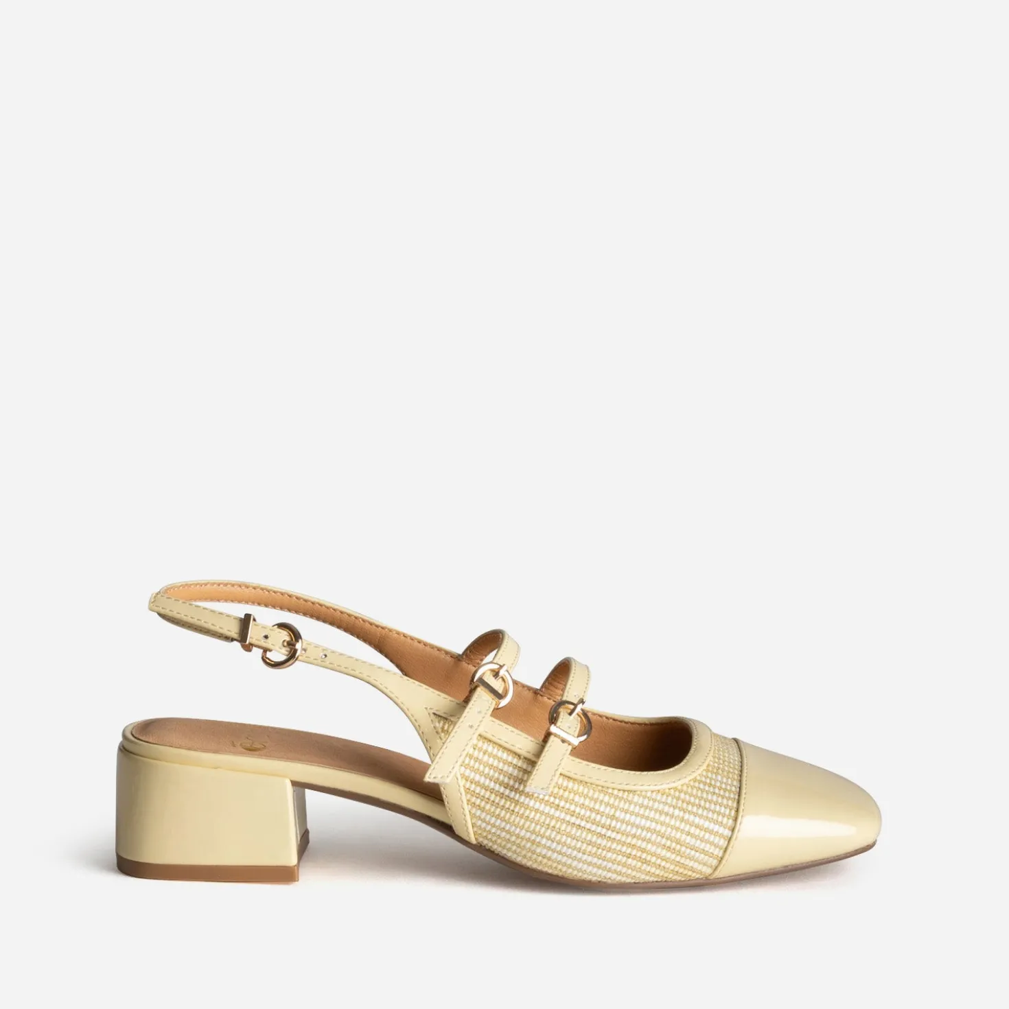 Babies slingback jaune vernie bi-matière