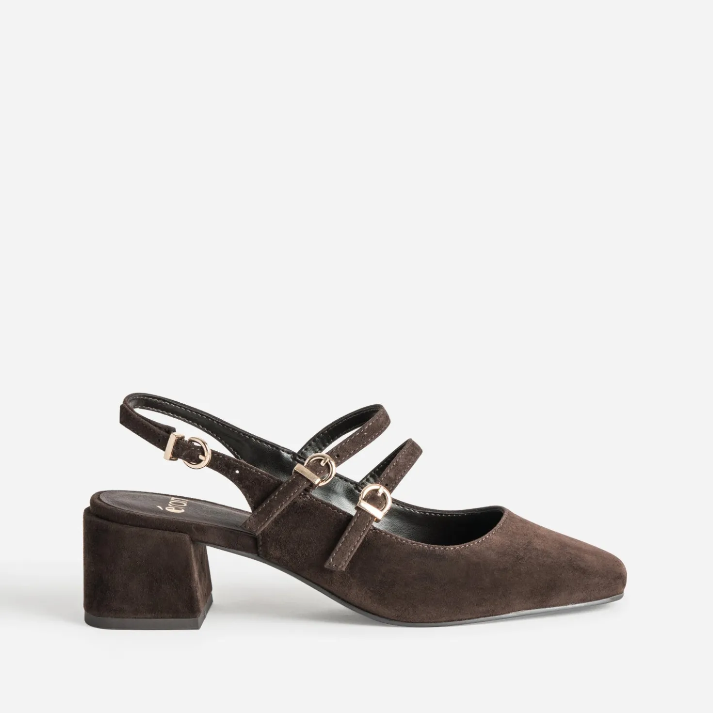Babies slingback marron cuir velours