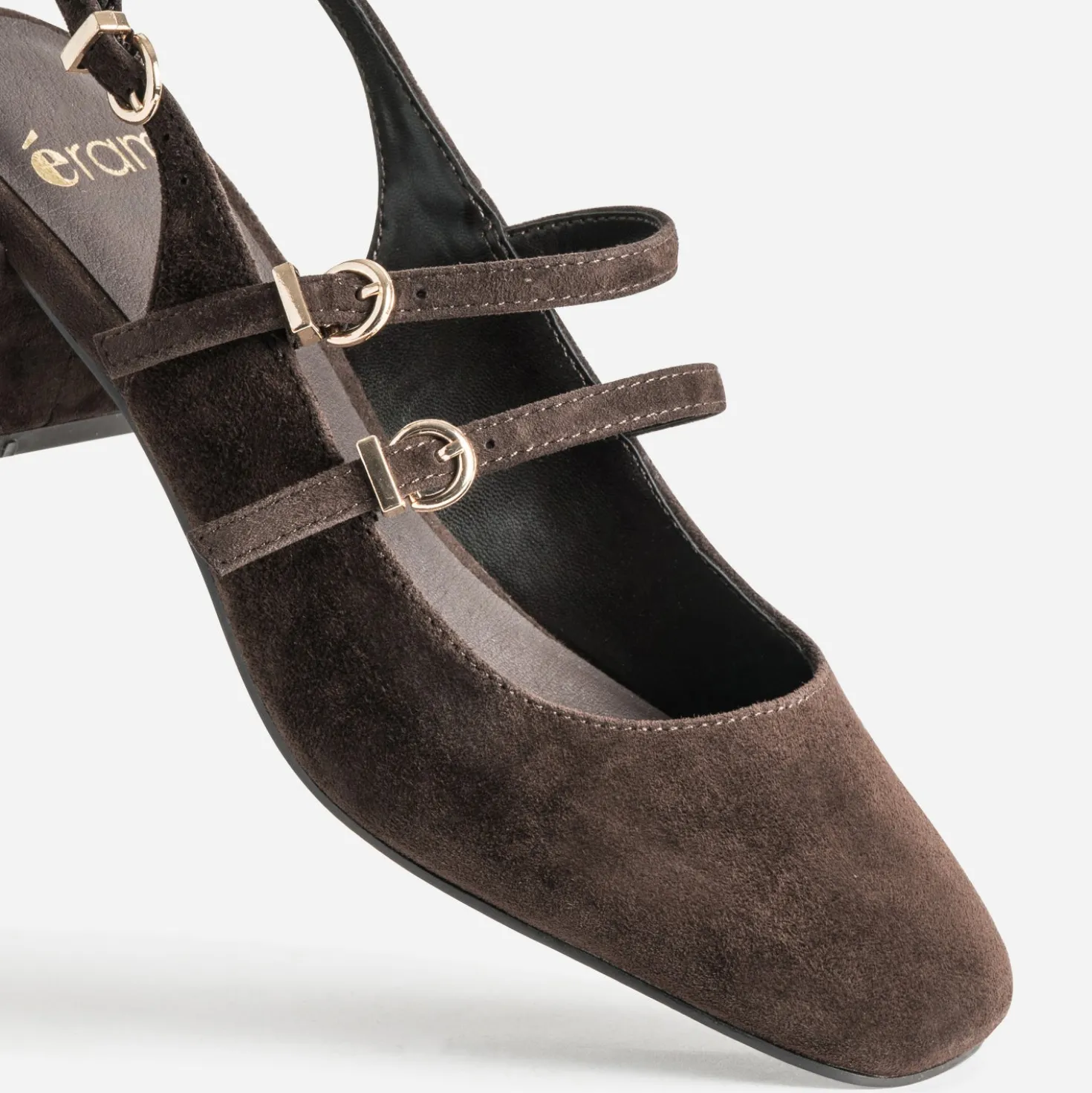 Babies slingback marron cuir velours