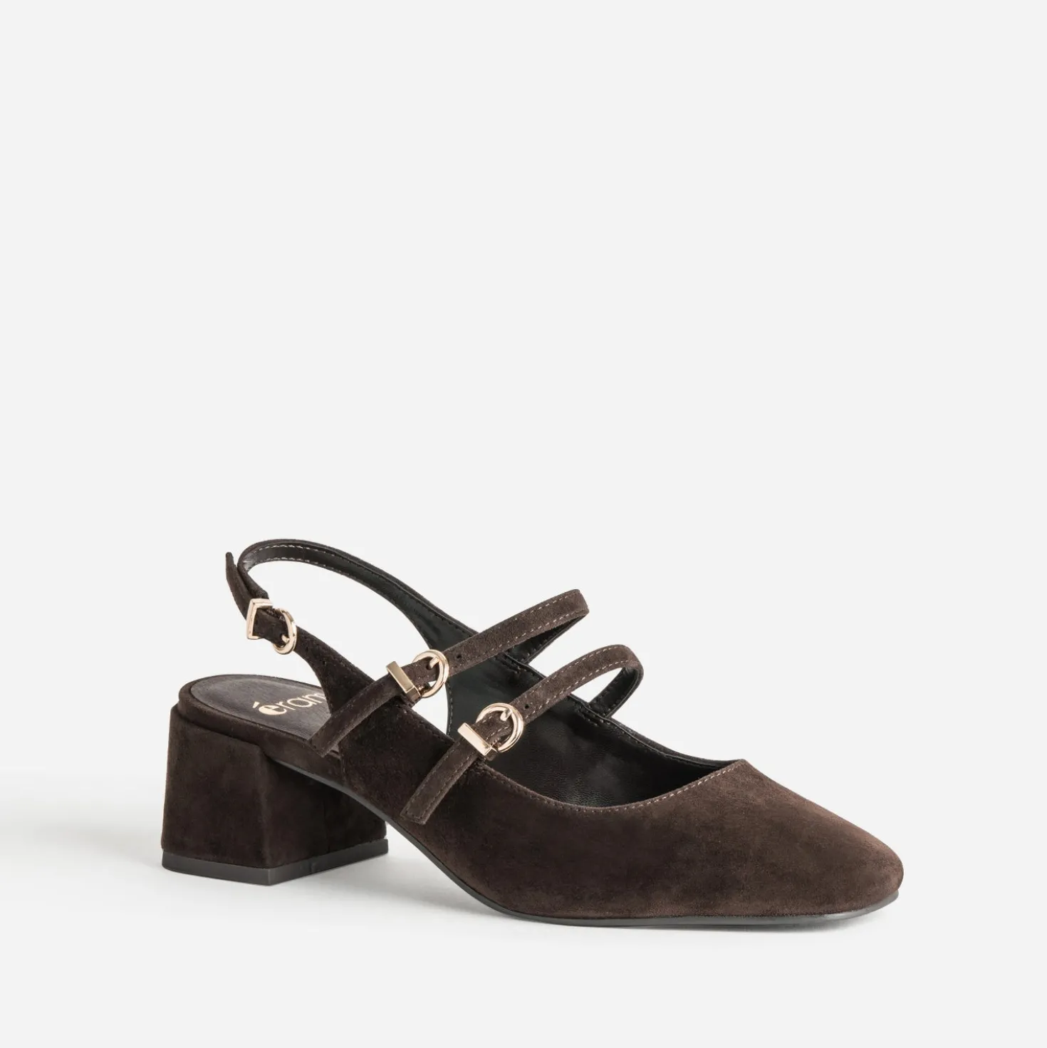 Babies slingback marron cuir velours