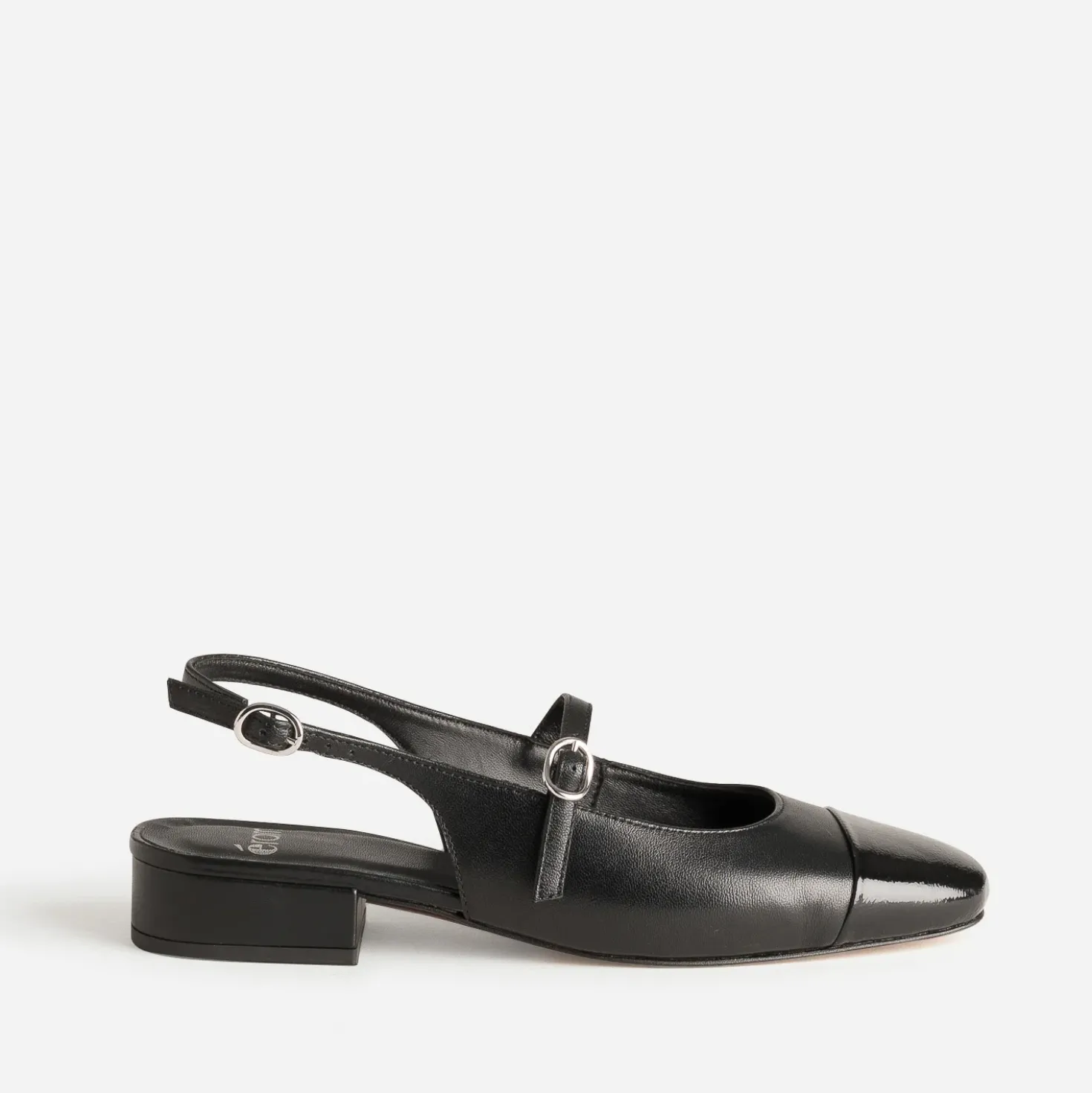 Babies slingback noire cuir bout verni