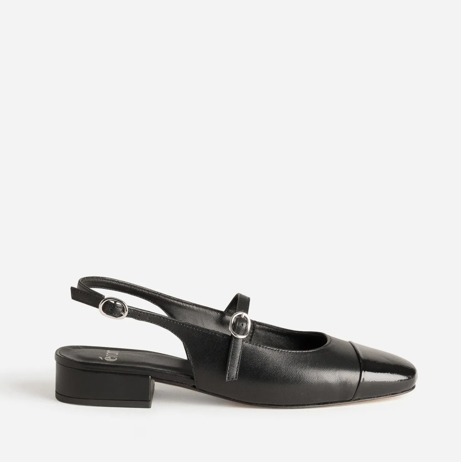 Babies slingback noire cuir bout verni