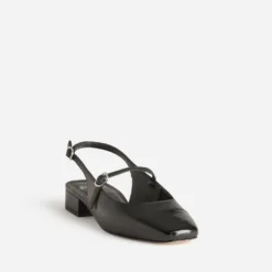Babies slingback noire cuir bout verni