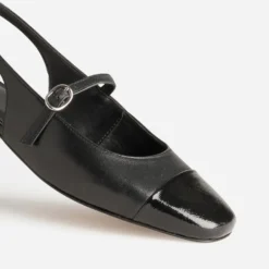 Babies slingback noire cuir bout verni