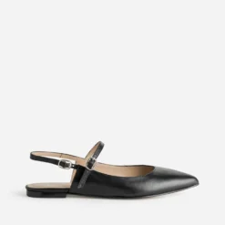 Babies slingback noire cuir bout pointu