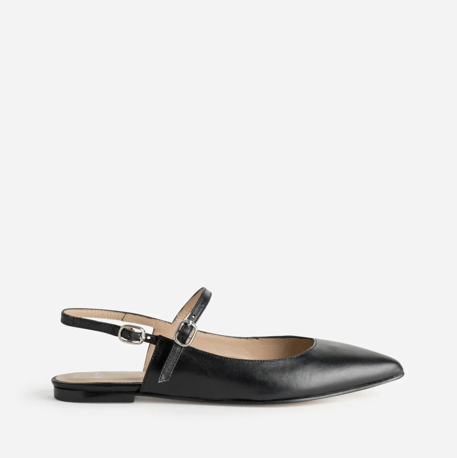 Babies slingback noire cuir bout pointu