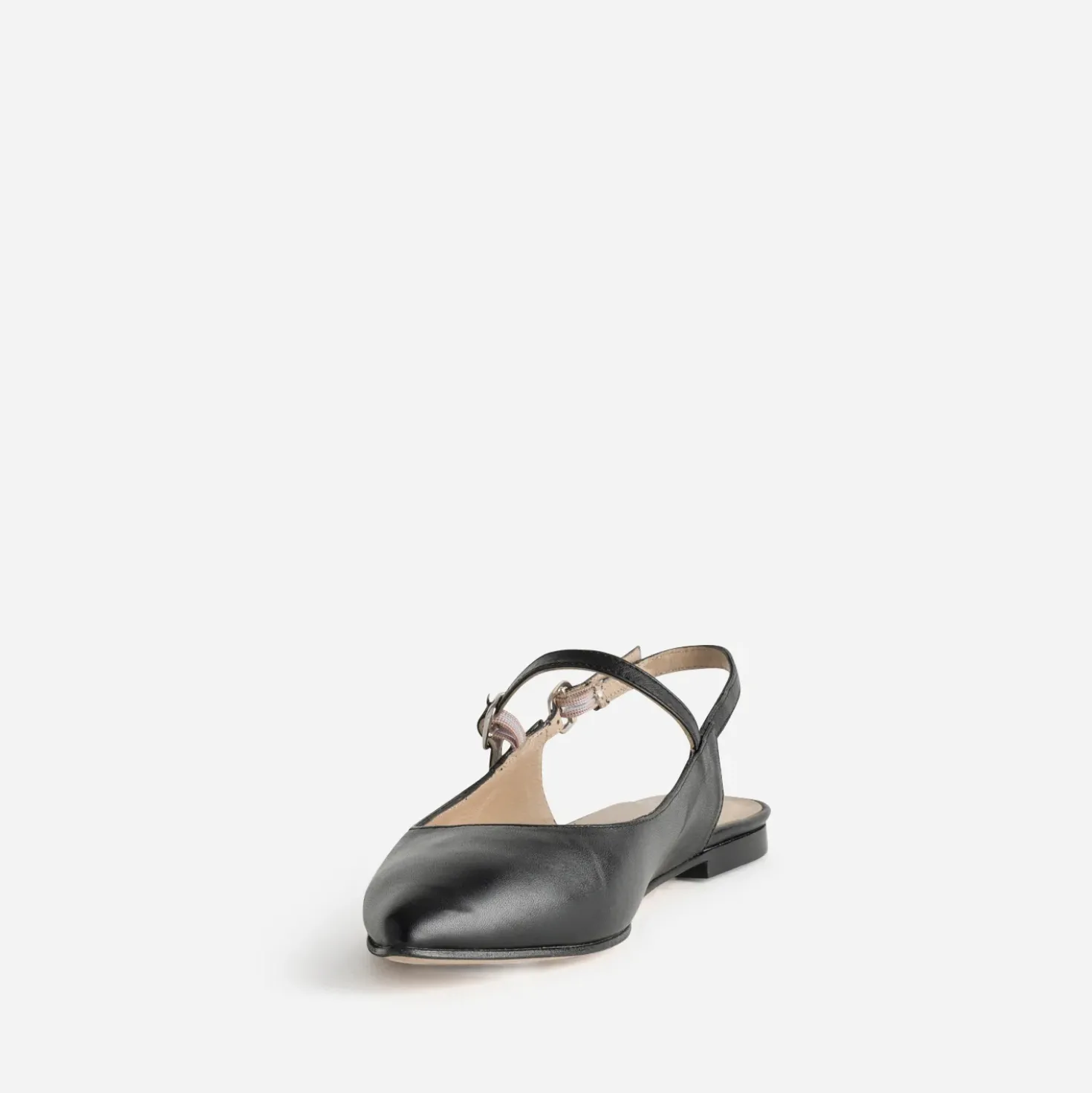 Babies slingback noire cuir bout pointu