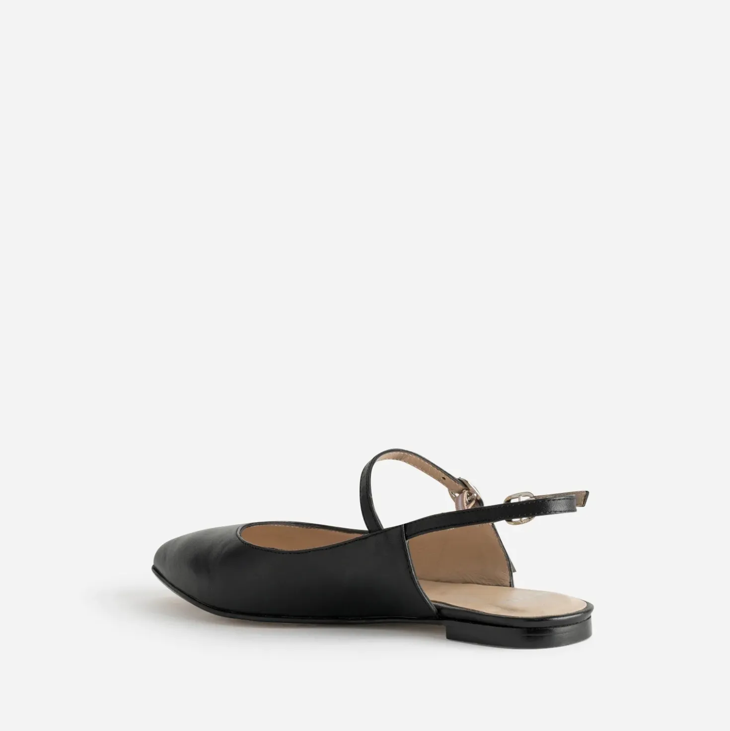 Babies slingback noire cuir bout pointu