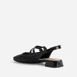 Babies slingback noire cuir tressé